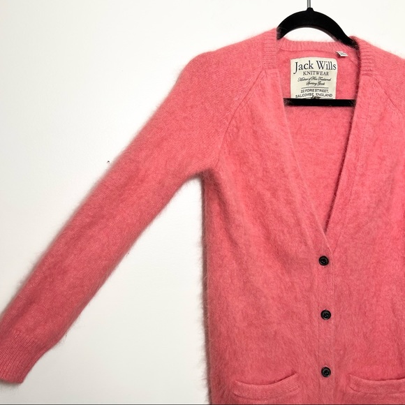 JACK WILLS Knitwear Pink Angora Blend Cardigan Sweater - Picture 2 of 11